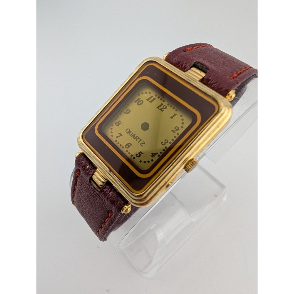 Vintage Marcel Watch Corp. No 963 Digital Watch Maroon Leather Band- New Battery - Picture 2 of 8